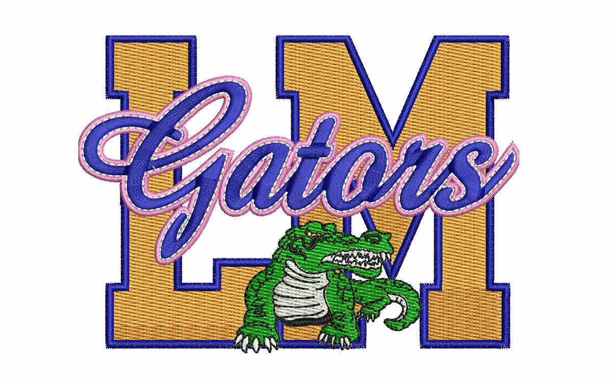 picture of a gator embroidered with letters